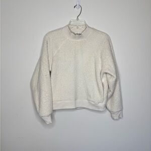 BN13 Athleta Teddy Sherpa Pullover Cream Crew Neck Sweater Ivory Small Cozy core